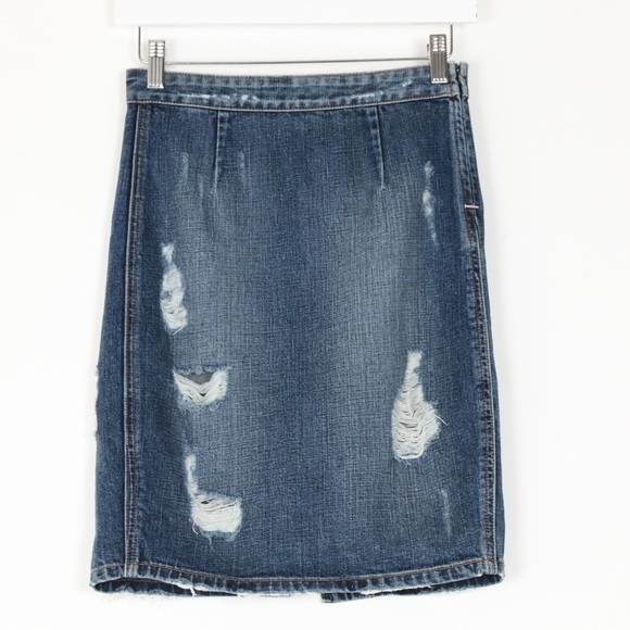 Lovers + Friends Miles Denim Distressed Skirt - Picture 1 of 8